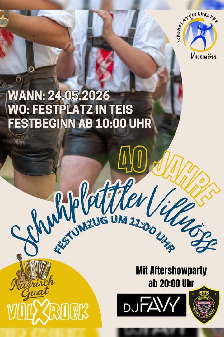 Schuhplattler Jubiläumsfest 2026 Poster